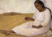 Diego Rivera indian spinning painting